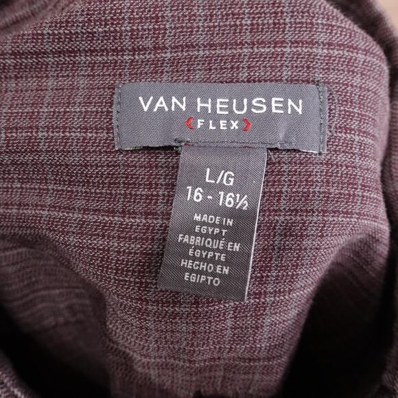Van Heusen Flex Shirt Mens Large Button Up Long Sleeve Plaid Pocket Casual - Picture 6 of 8
